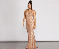 Kim Formal Draped Sequin Dress