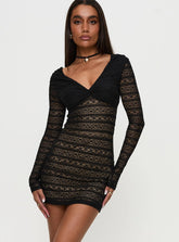 Porchia Long Sleeve Mini Dress Black