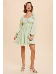 Wholesale SMOCKED WAIST LONG SLEEVE PEASANT DRESS for your store