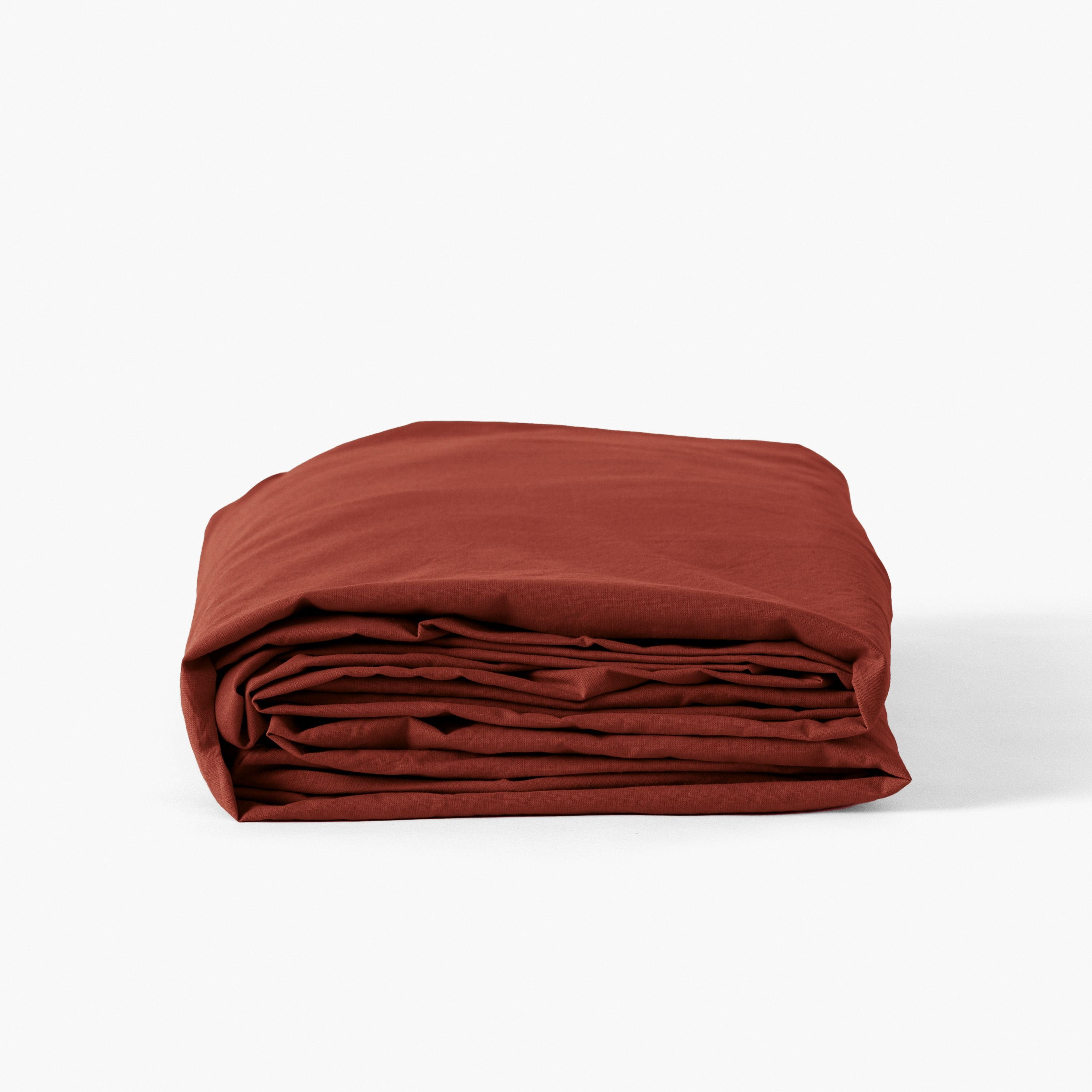 Drap housse coton lavé Songe Acajou