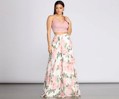 Evie Floral Chiffon Two Piece Dress