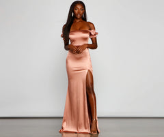Capri Formal High Slit Satin Dress