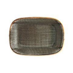 Space 6.5" x 4.5" x h:1.5" 12 oz. Rectangular Gray Vitrified Deep Plate