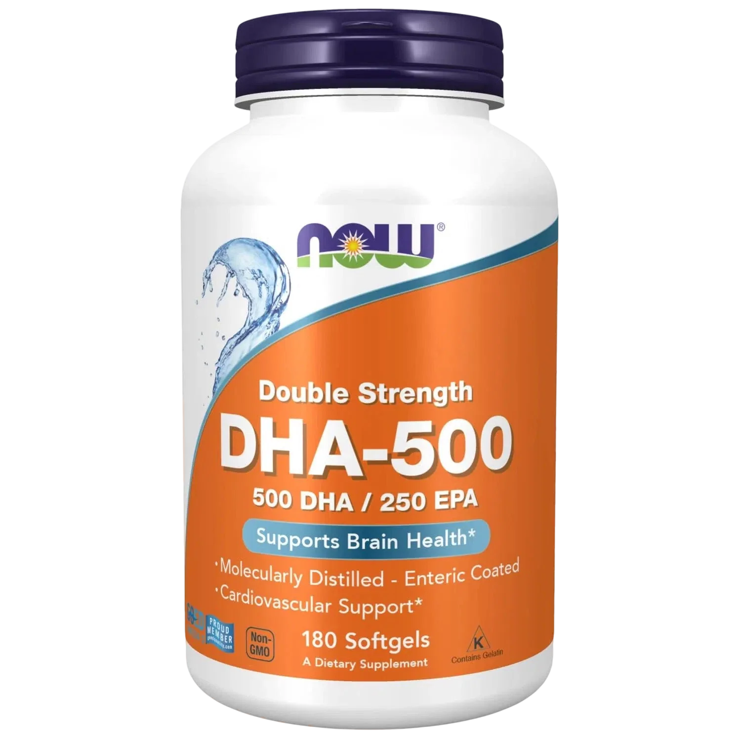 Aceite de pescado DHA-500 de doble potencia, 180 Softgels – NOW Foods-Wellu