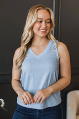 Impressive Achievements V-Neck Tank Top- Blue