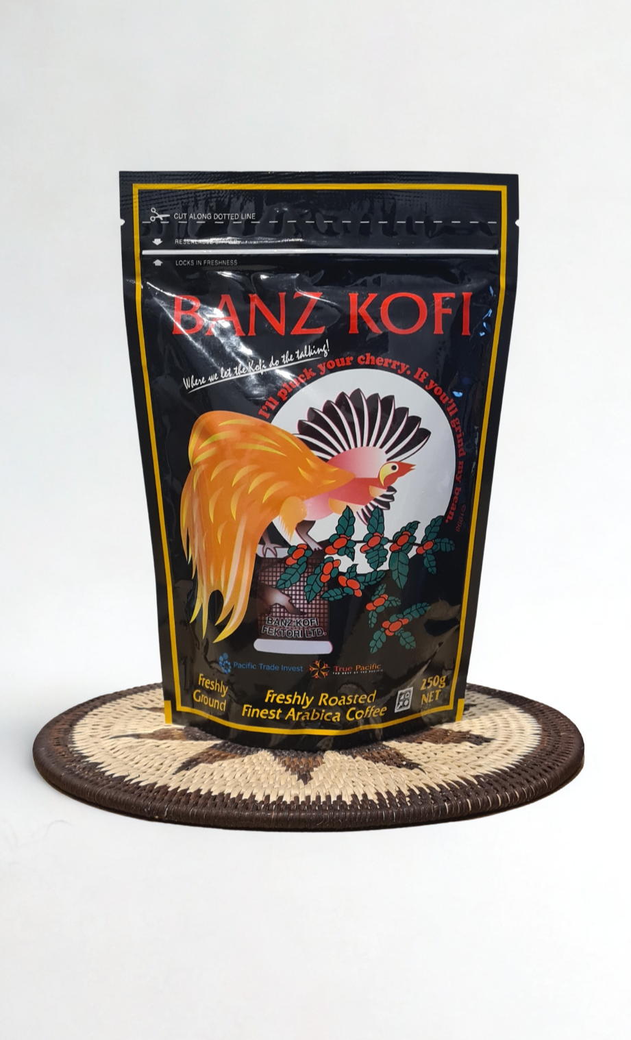 Banz Kofi Organic Single Origin PNG Coffee, 250g Ground Front Packet