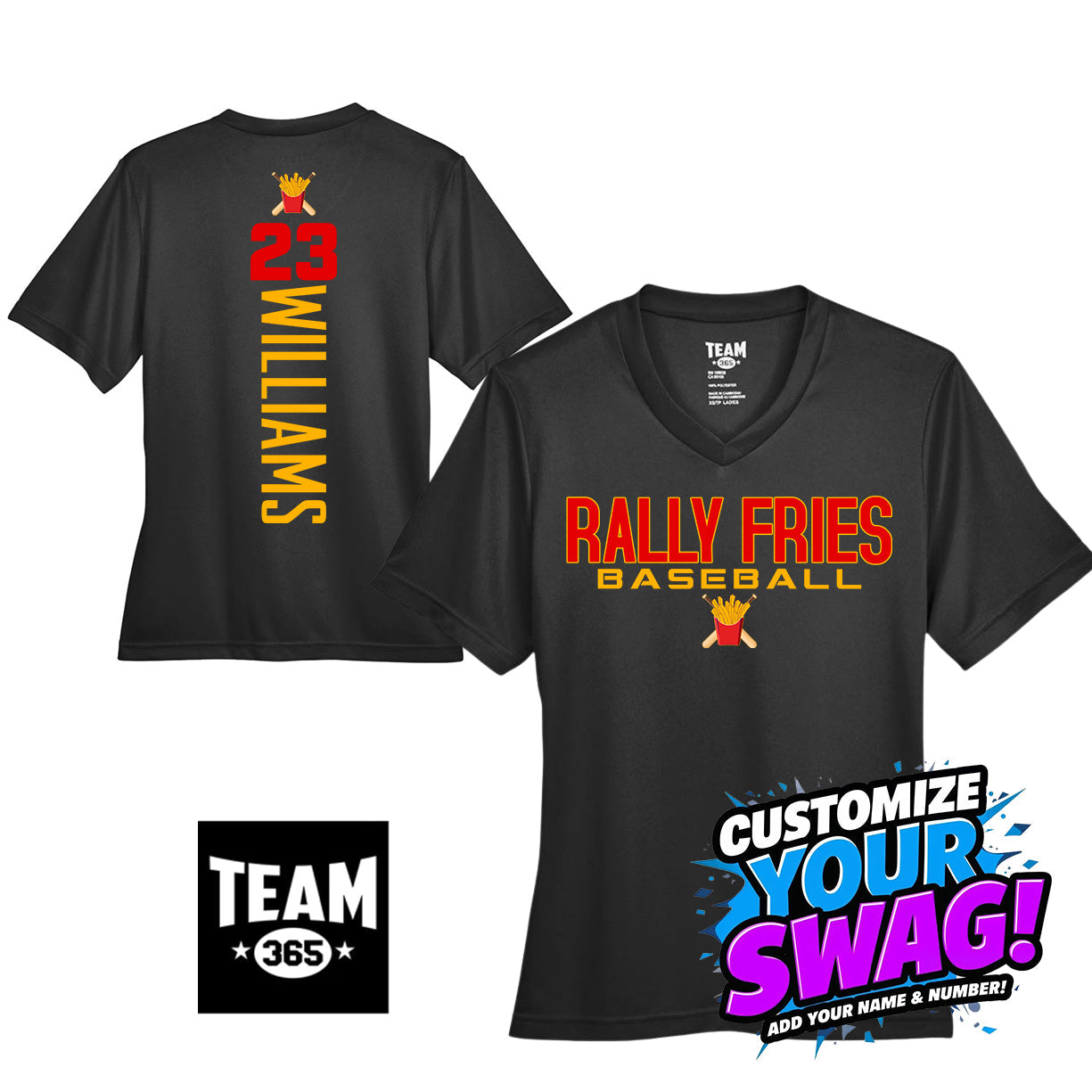 GAME TIME - Team 365 TT11W Women's Zone Performance T-Shirt - Team Rally Fries Baseball
