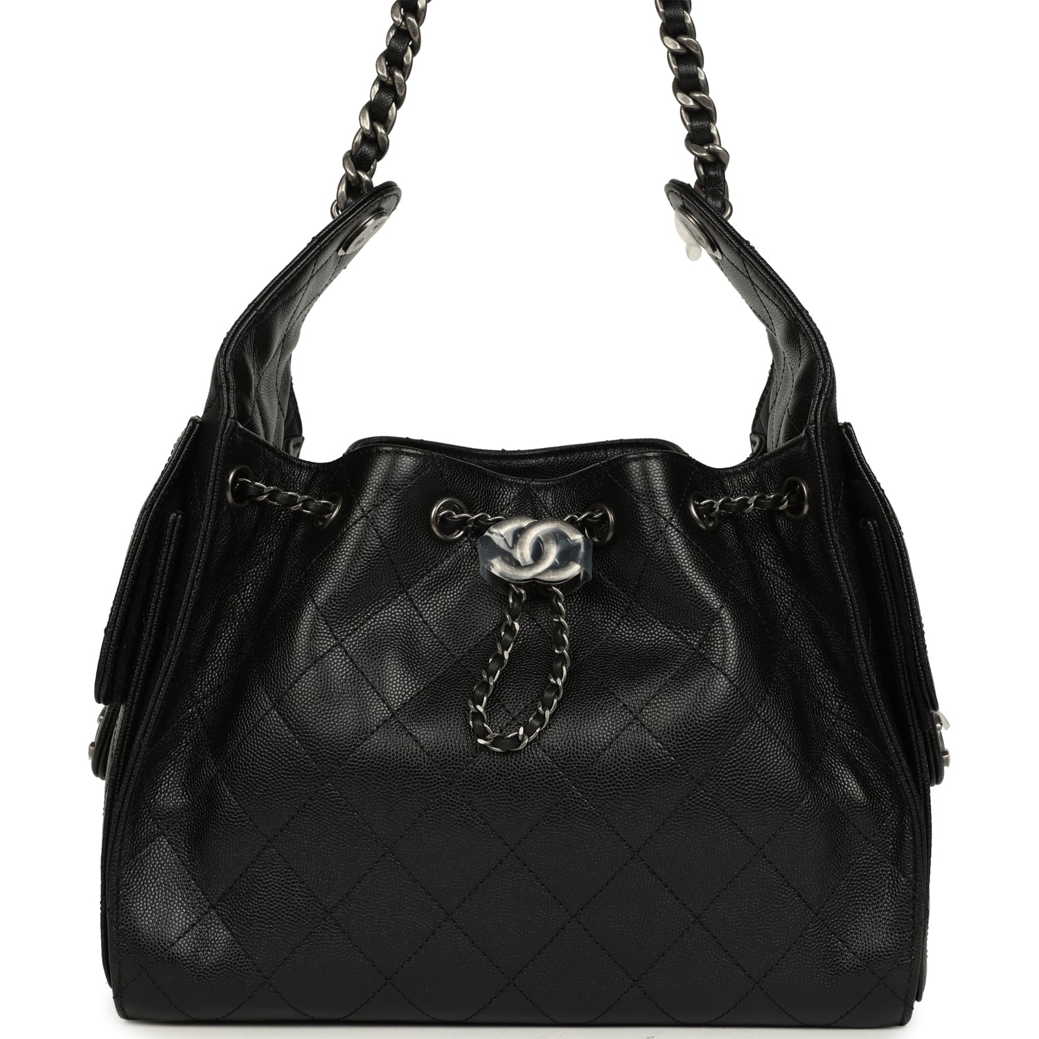 Chanel Small 25 Hobo Bag Black Shiny Caviar Aged Ruthenium Hardware