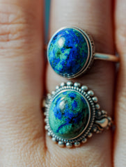 Anillo de Plata Adaptable con Malaquita y Azurita