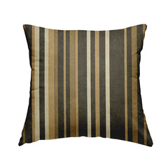 Pandora Vertical Stripes Pattern Soft Chenille Like Velvet Fabric Brown Beige Cream Shade Colour - Handmade Cushions