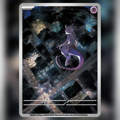 Clean artwork without text of Mewtwo Art Rare Pokemon Card 151 illustrated by Bun Toujo (@toujo_bun)