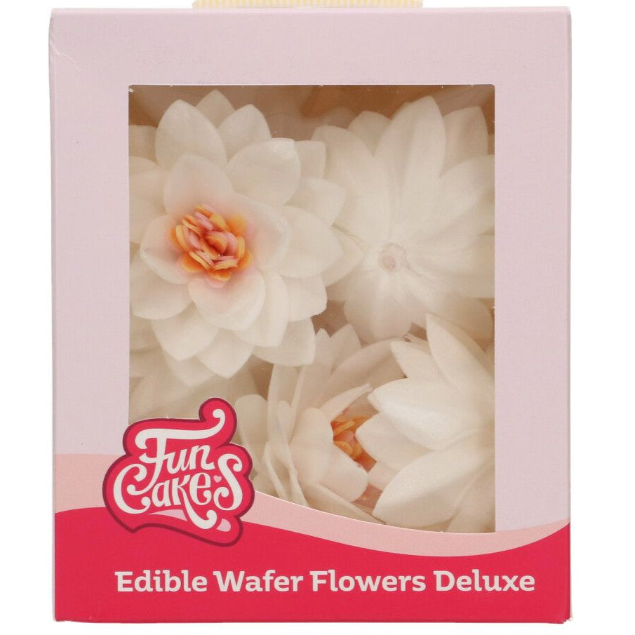Wafer Flowers Deluxe Lotus White Pk 10