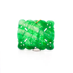 GIA Certified Type A Fei Cui Jadeite Jade Pierced Carving Yellow Gold Pendant