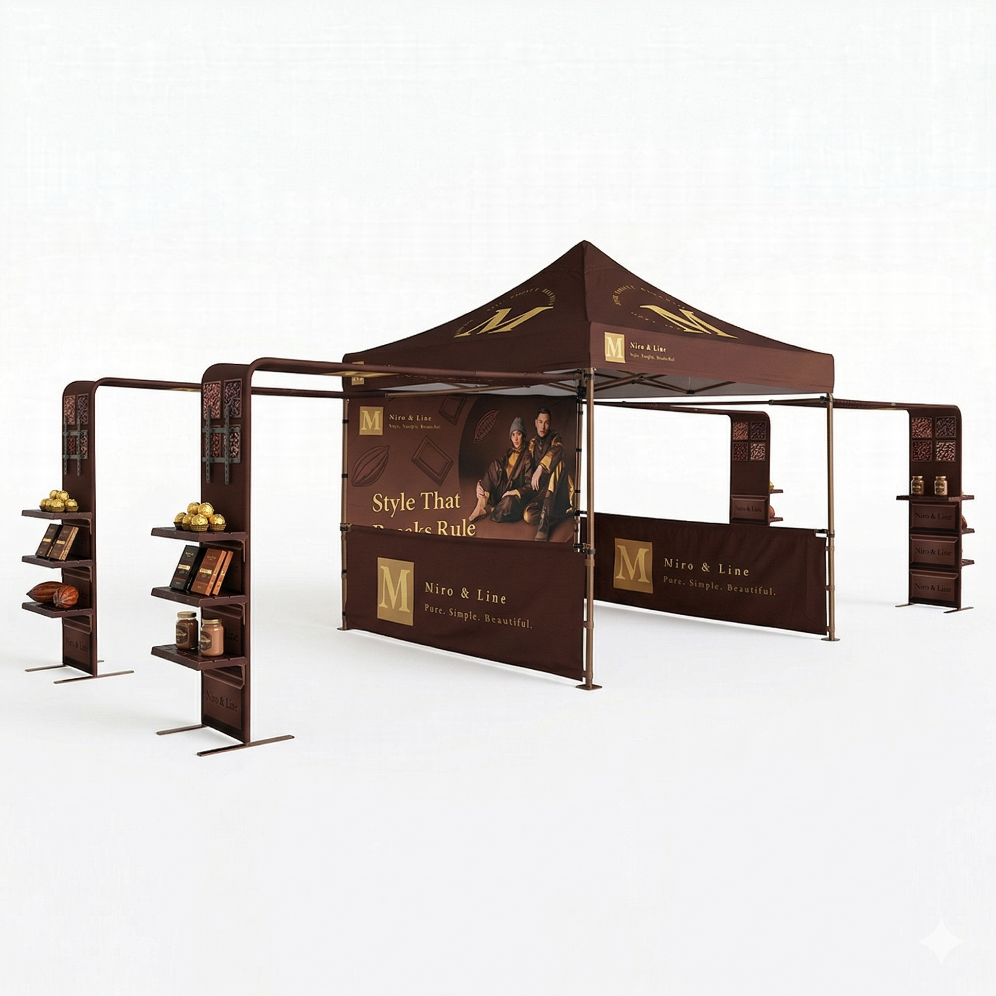3m x 3m Canopy Kit with L-Shaped Wings & 4 TV Displays