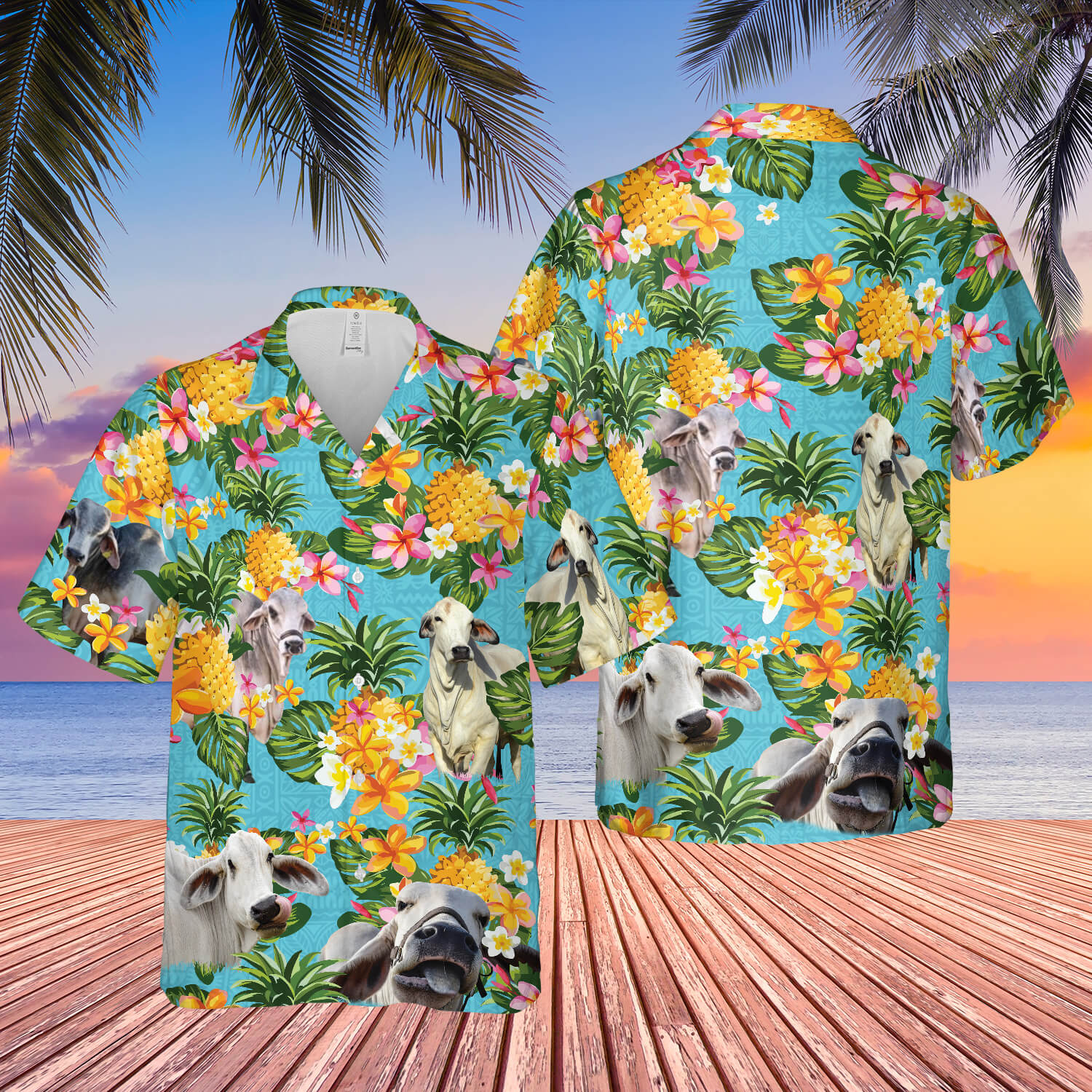 Pineapple Hawaiian Theme For Brahman Cattle Lovers All 3D Printed Hawaiian Shirt HO5445