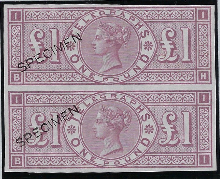 Great Britain 1877 £1 Telegraph colour trial, SGT17var