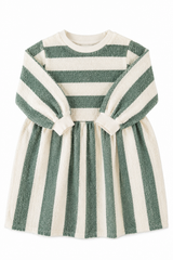 Piupiuchick Short Dress | Ecru & Green W/ Stripes