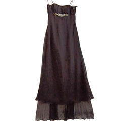 Front image for Ronald Joyce Full Length Evening/ Dress With Train Dark Brown UK 12