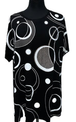 Black & White Circles Cotton-Blend Top (Only 1 2XL Left!)