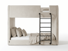 Lit superposé double - LILAO en velours beige – Vue du coffre