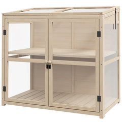 Houten kweekkas met verstelbaar dak | Kleur: Naturel | Afmetingen: 103x61x95/103 cm