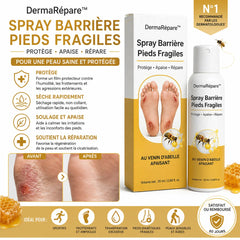 DermaRépare™ Spray Barrière Pieds Fragiles | Réparez la peau abîmée et protégez fissures, coupures et blessures 24h !