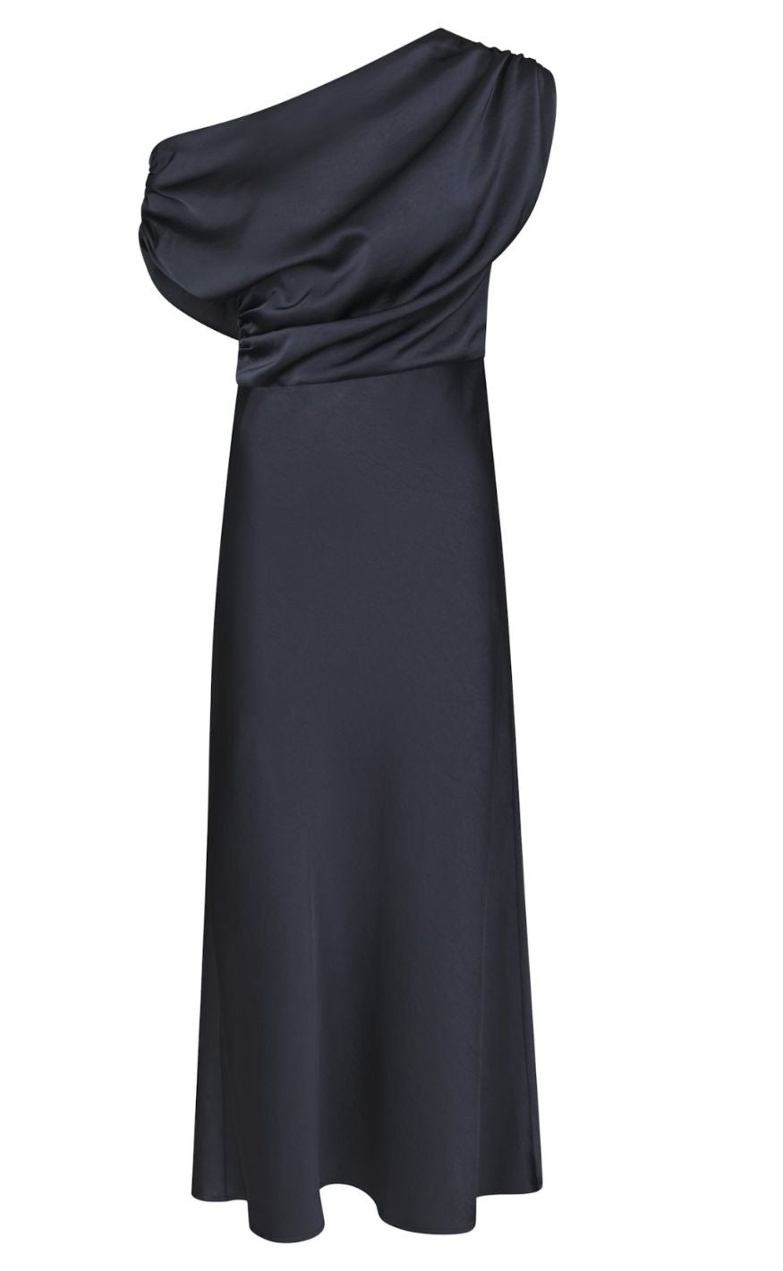 Neo Noir Kjole - Lilith Heavy Sateen - Midnight Blue