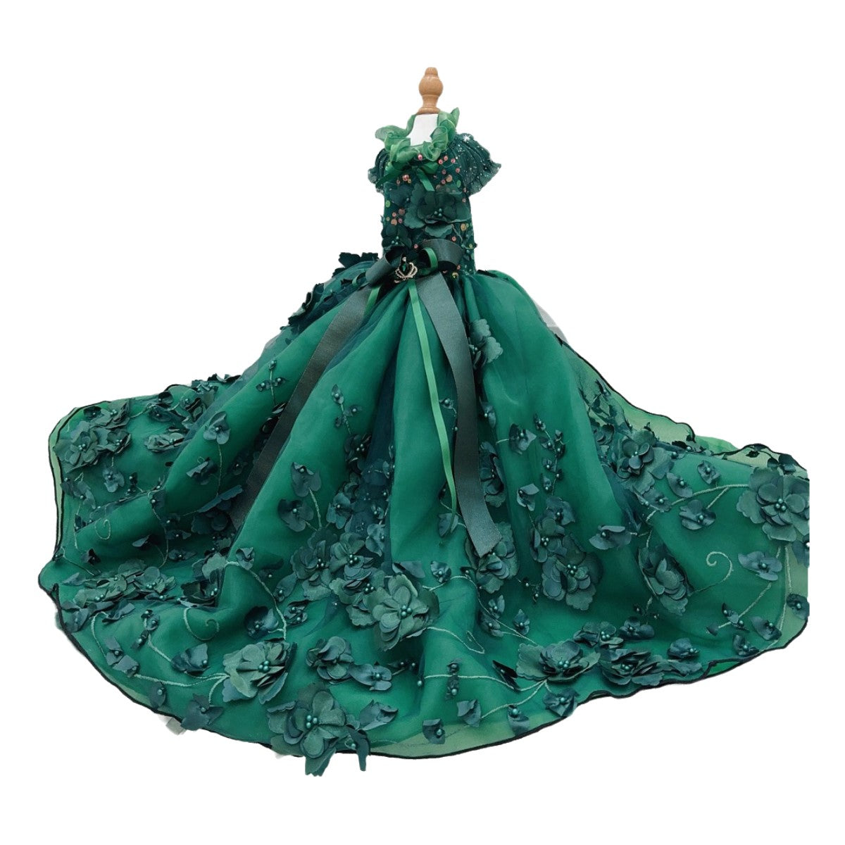Emerald Green Floral Pet Gown