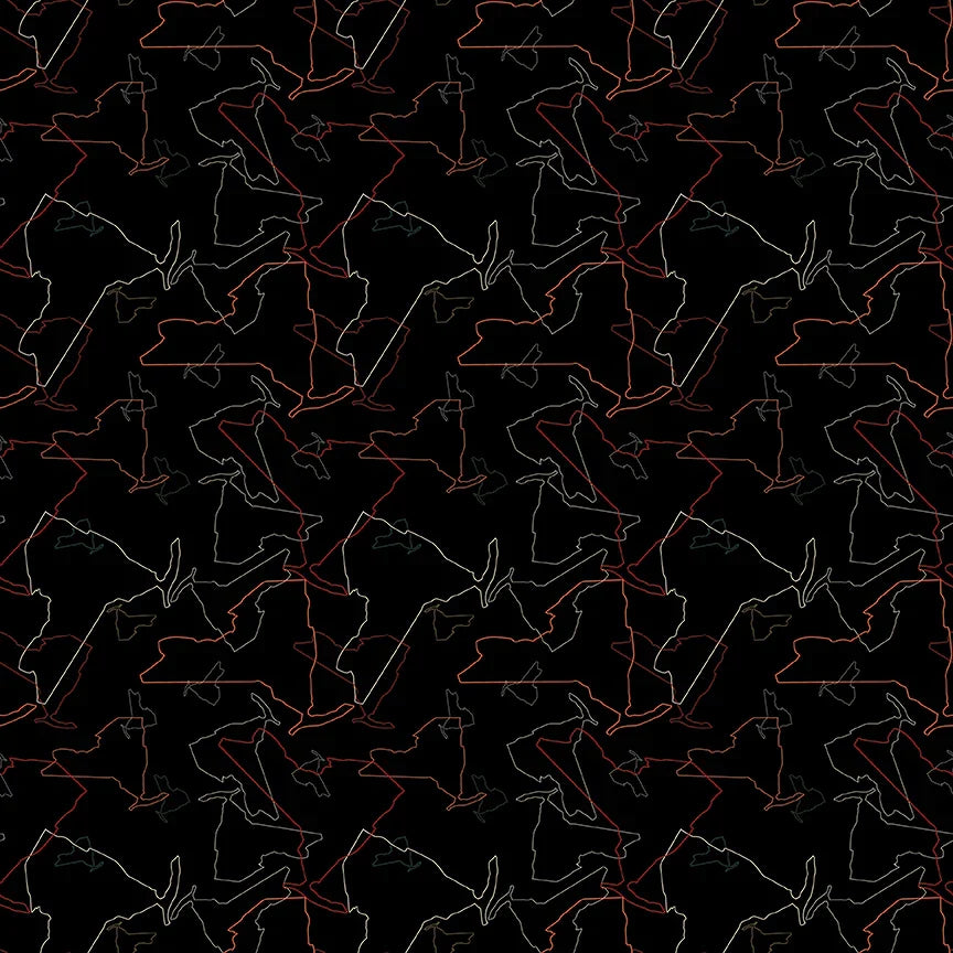 All New York Shop Hop Fabric Black New York Map Toss