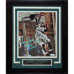 Larry Johnson Autographed Grandmama Deluxe Framed 8x10 Photo - JSA