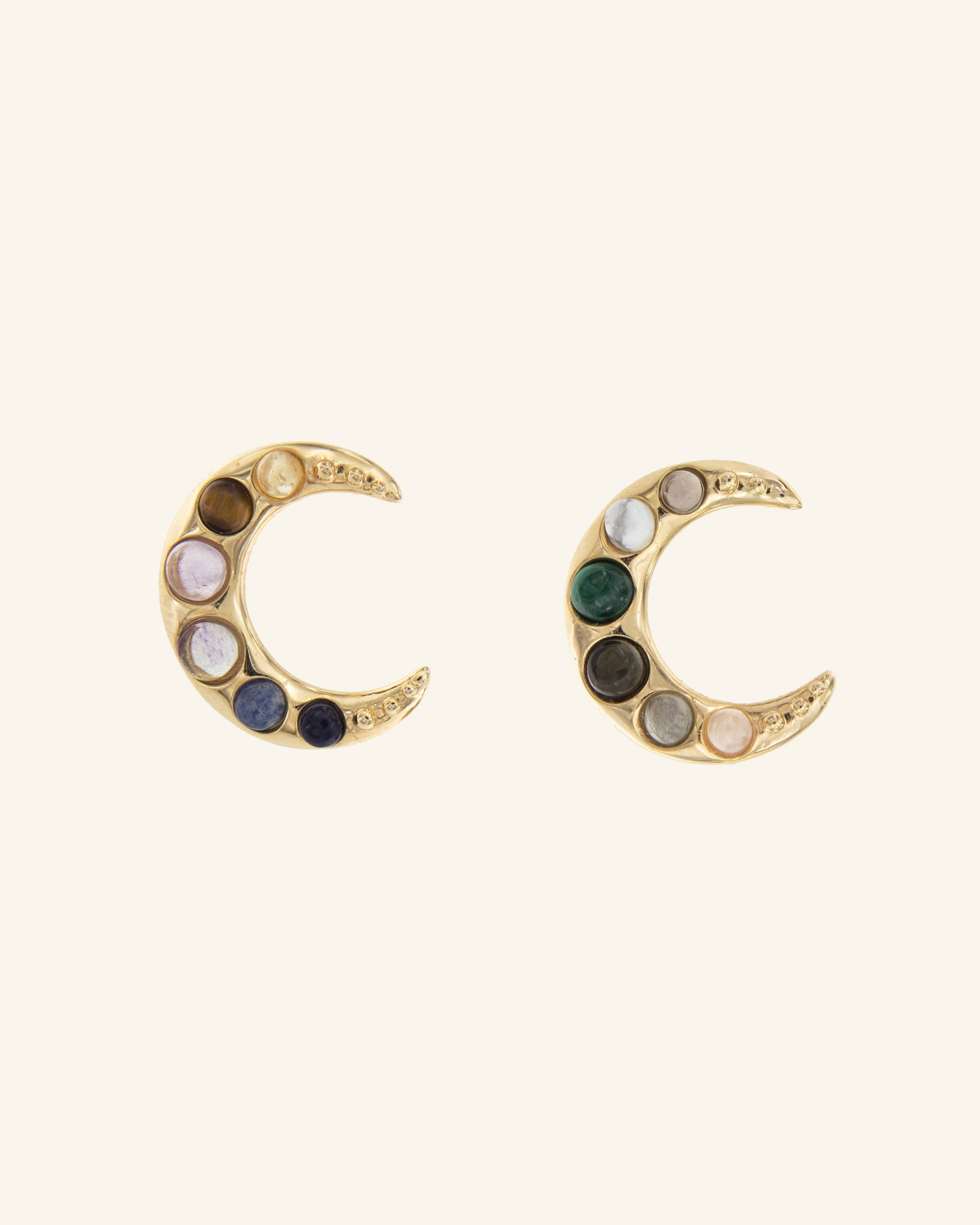 Pendientes Luna con combinación de piedras