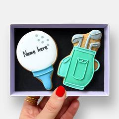 Personalised Golf Ball Birthday Letterbox Iced Cookies