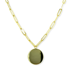 14k Gold Plated Large Paperclip Chain with Disc