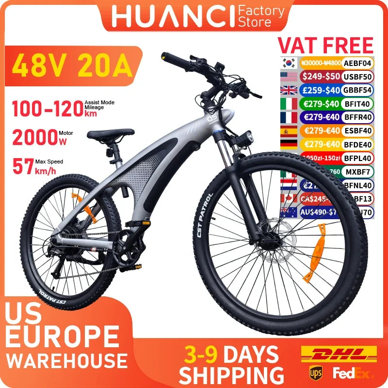 HUANCI Q5 electric bike 2000W electric bikes 27.5 Inch Electric bicycle 48V 20AH electric e bike Mountain adults ebike fatbike