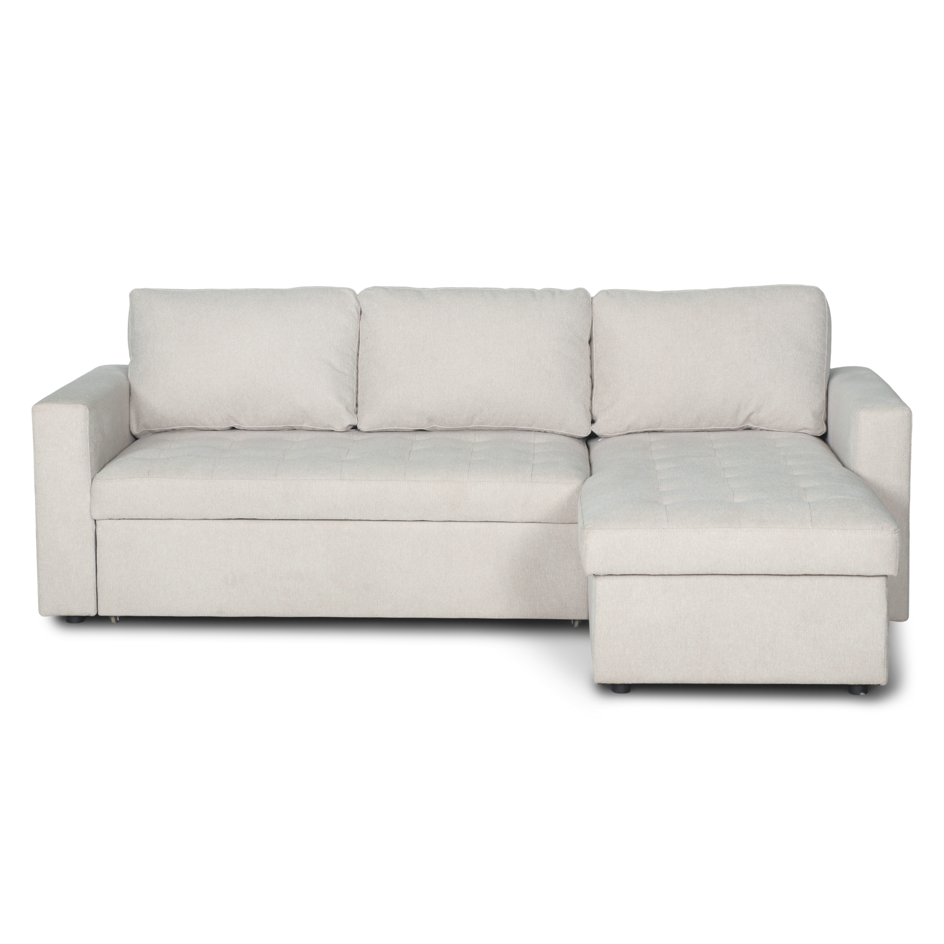 Sinus beige omkeerbare slaapbank met chaise longue en opbergruimte