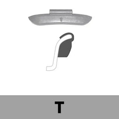 MT-RSR Clip-On WW - T Profile 0.25 oz, Box of 25 - Lead "Grey" WW-PB-T-E025