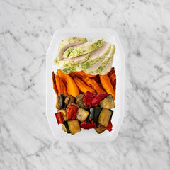 200g Garlic Herb Chicken Breast 100g Sweet Potato Fries 200g Char Veg