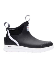 Black Coloured Xtratuf Womens 6" Ankle Deck Sport Boots on white background #colour_black