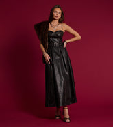 Meghan Faux Leather Corset A-Line Formal Dress