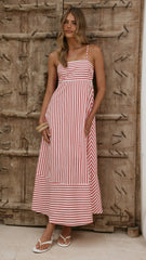 Marcel Maxi Dress - Red/White Stripe