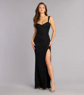 Sonia Mesh Cutout Slit Formal Dress