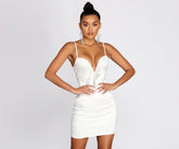 Absolutely Speechless Rhinestone Fringe Satin Mini Dress
