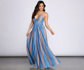 Indra Metallic Glitter Cross Back A-Line Dress