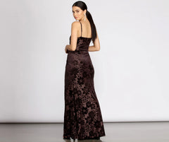 Charlotte Burnout Velvet Mermaid Dress