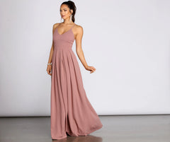 Marlowe Formal Long Pleated Dress