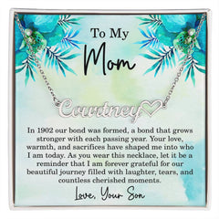 Mom Est 1902 Gift Ideas - Personalized Mothers Day Necklace - Custom Mom Jewelry - To My Mom Necklace from Son