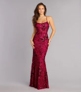 Kaelie Floral Sequin Open Back Mermaid Dress
