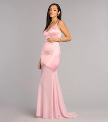 Sandy Satin Tie Back Chiffon Formal Dress
