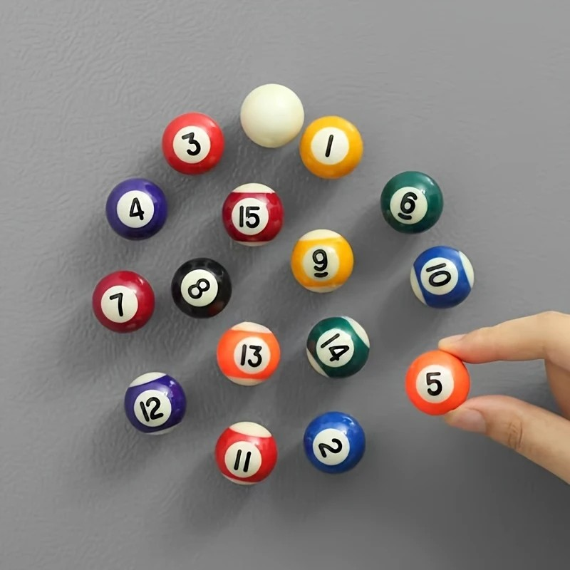 Billiard pool ball fridge magnets – colourful magnetic set for kitchen or office décor – Lowkey.co.nz New Zealand gift store