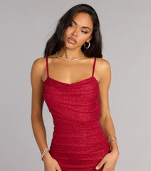 Amelie Ruched Glitter Knit Mermaid Dress